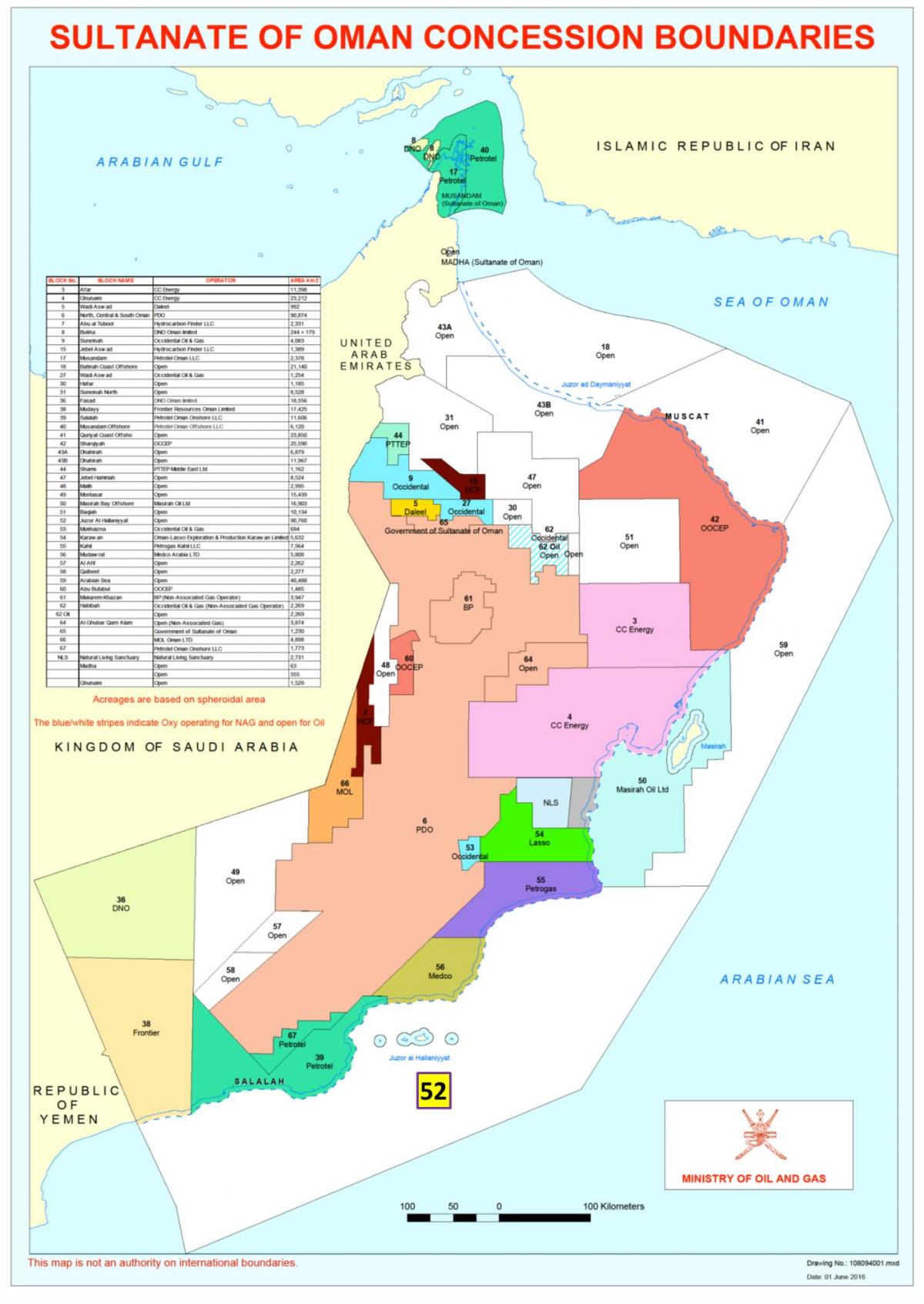 karta över Oman koncession