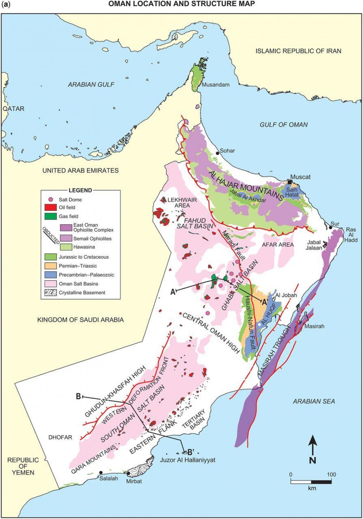karta över Oman geologi