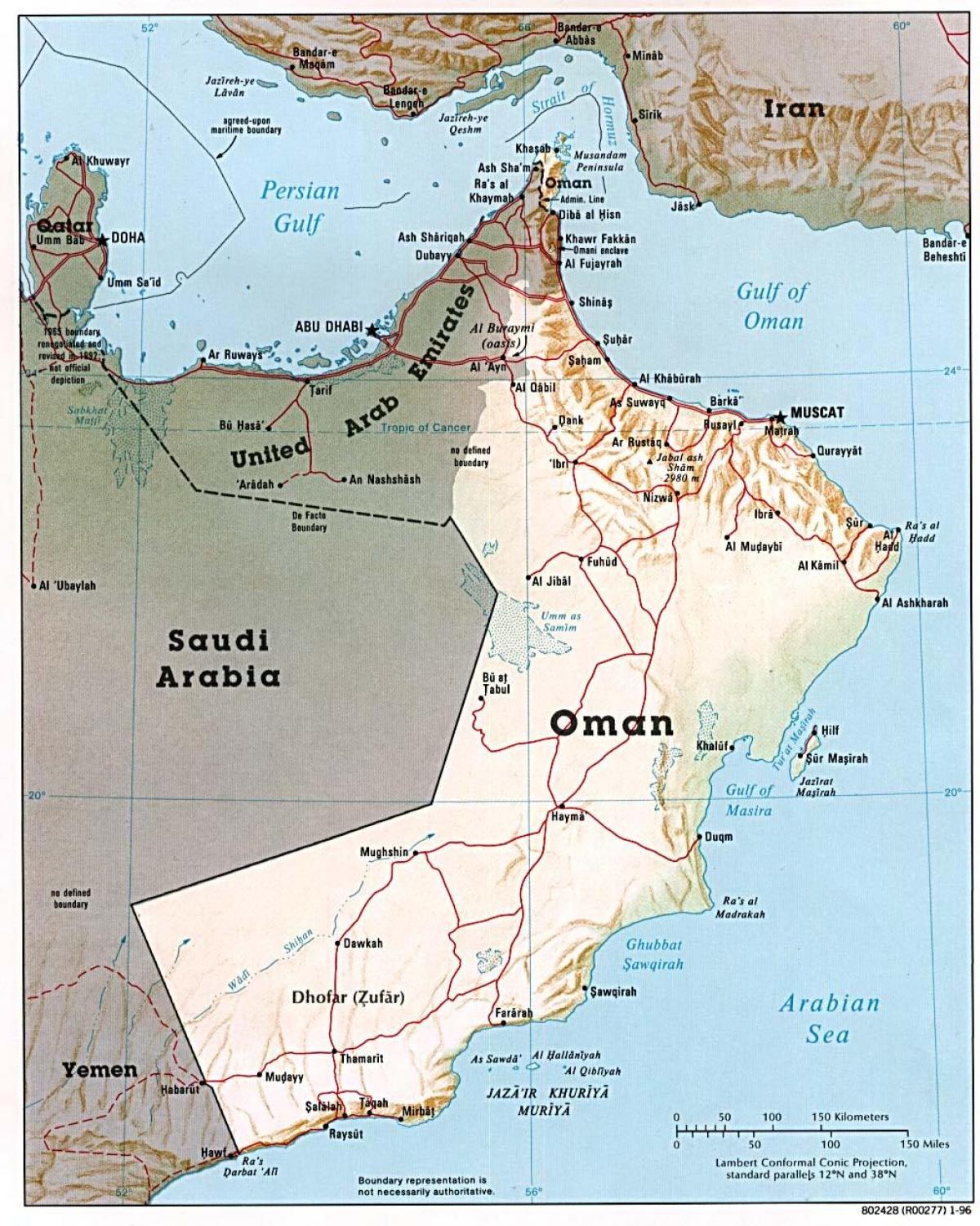 Oman karta med städer