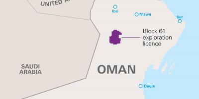Karta över khazzan Oman